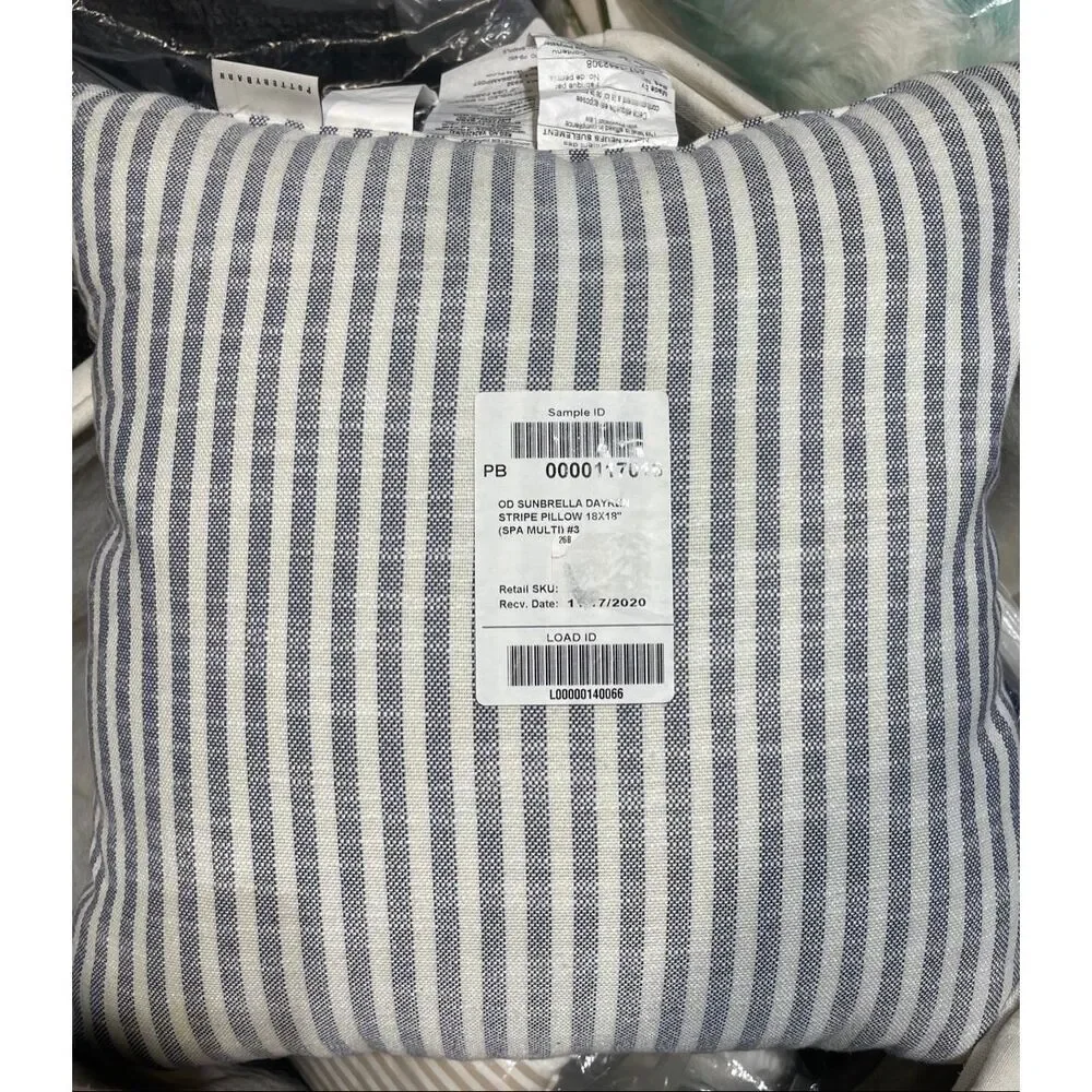 Pottery Barn Sunbrella Striped Outdoor Pillow Blue